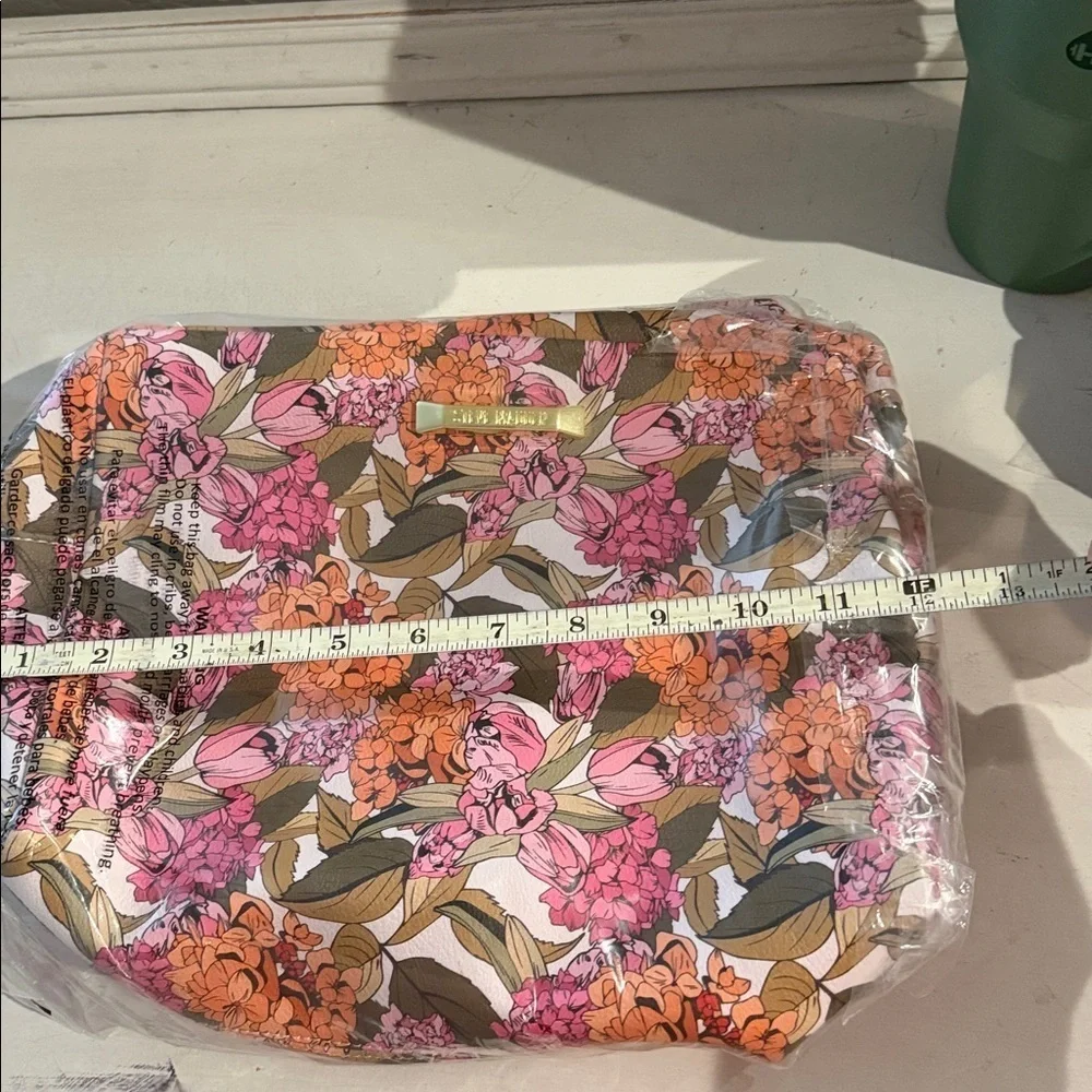 Steve Madden Pink and Brown Cosmetic Bag Floral Design